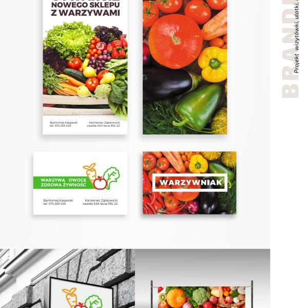 Projekty graficzne oraz montaż reklam dla lokalnego sklepu z warzywami
